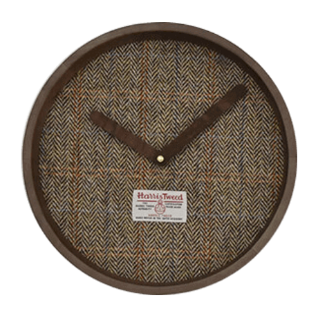 壁掛け時計 布製 ブラウンヘリンボーン おしゃれ