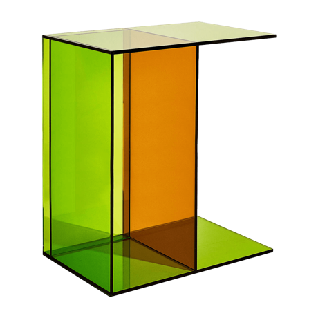 サイドテーブル TWO-WAY グリーン/イエロー クリア 透明