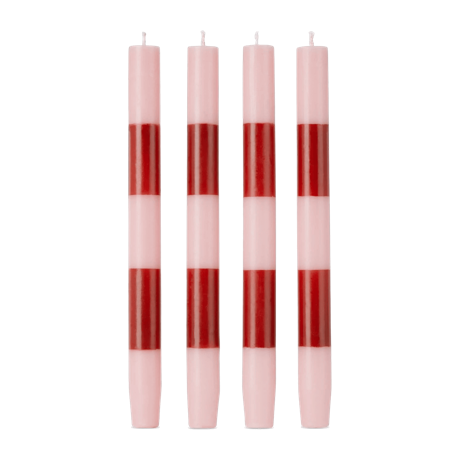 ライン ディナーキャンドル ホワイト＆バーガンディ