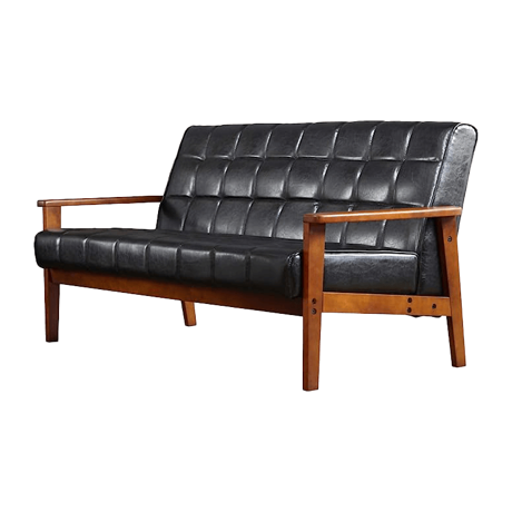 二人掛けソファ ヴィンテージ ブラック 革製 黒 ビンテージ