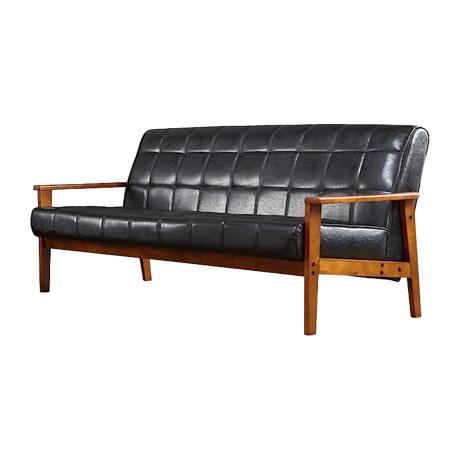 三人掛けソファ ヴィンテージ ブラック 革製 ビンテージ 黒