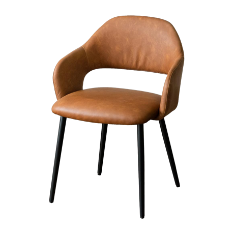 ヴィンテージ ダイニングチェア レザー調 レトロキャメル