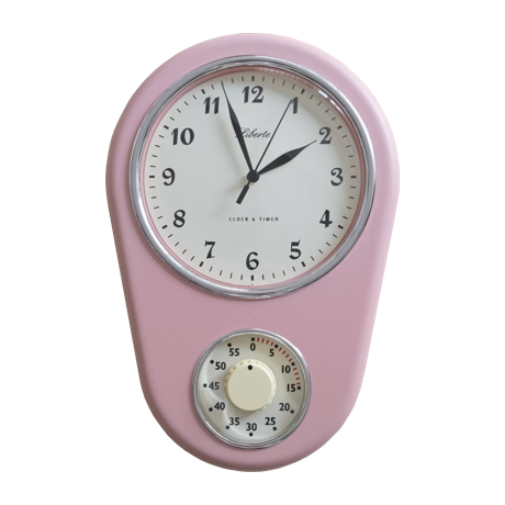 レトロ壁時計 ヴィンテージローズピンク
