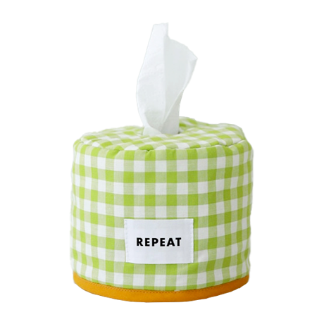 チェック柄ロールペーパーケース グリーン