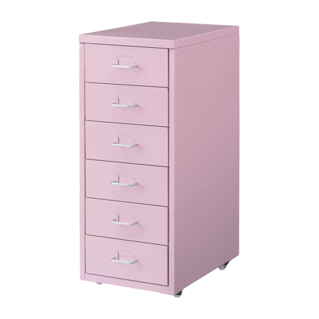 ヘルメル 引き出しユニット キャスター付き ピンク