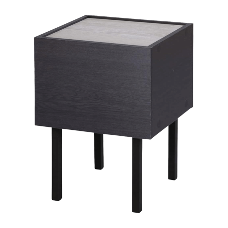 収納付きサイドテーブル ブラック×アッシュグレー
