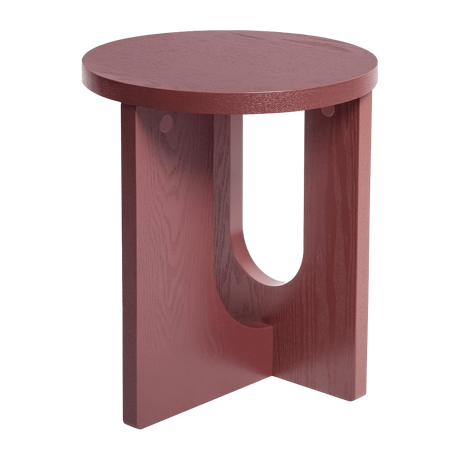 シンプルな木製サイドテーブル ワインレッド