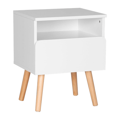 引き出しとオープンコンパートメント付きサイドテーブル