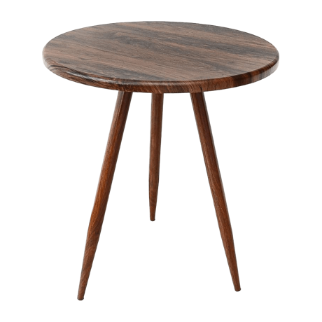 赤いクルミ色のラウンドサイドテーブル