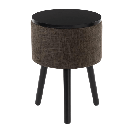 天板収納のファブリックサイドテーブル ブラウン