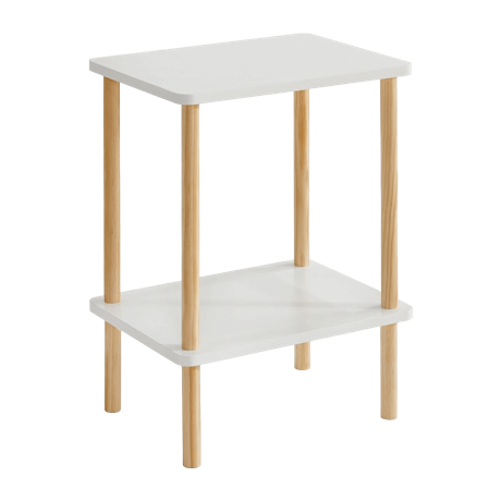オープンラックタイプのサイドテーブル ホワイト×ナチュラル