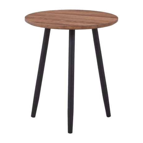 小さなラウンドサイドテーブル 黒い金属製の脚