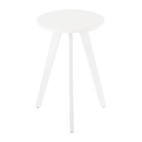 木製の丸型サイドテーブル ホワイト