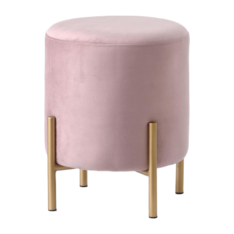 ベロア生地の円形スツール ピンク