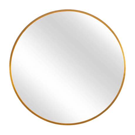 丸型のウォールミラー ゴールド