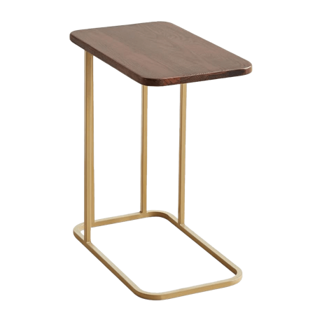 無垢材天板サイドテーブル ブラウン×ゴールド