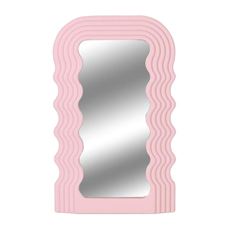 ウェーブウォールマウントミラー ピンク