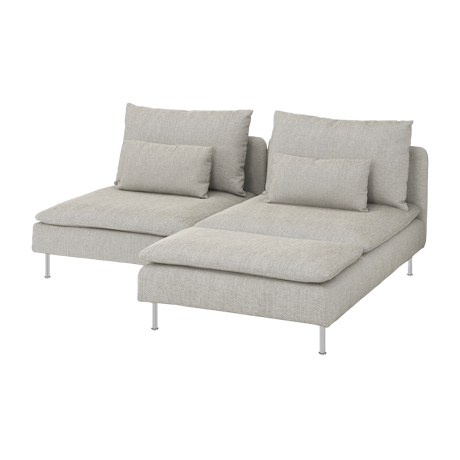 ソーデルハムン 2人掛けソファ 寝椅子付き/ヴィーアルプ ベージュ/ブラウン