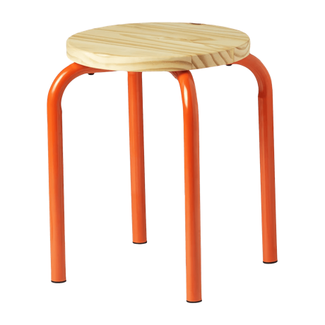 ドムステン スツール オレンジ/パイン材