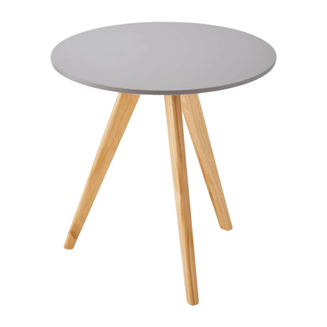 くすみカラー ラウンドサイドテーブル 3本脚 木製 パイン材 グレー