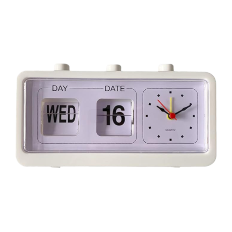 置き時計 フリップクロック 目覚まし時計 ホワイト