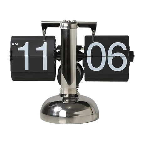 置き時計 フリップクロック シルバー/ブラック