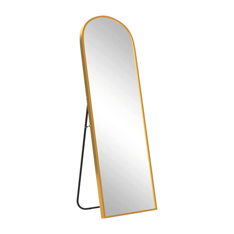 スタンドミラー 姿見鏡 全身鏡 アーチ型 立てかけ 壁掛け ゴールド おしゃれ かわいい